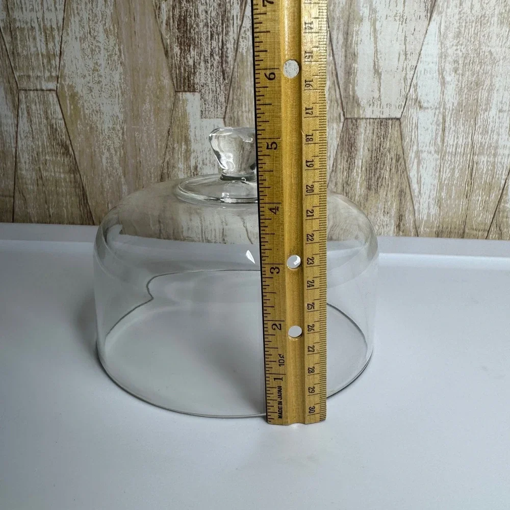 Clear Glass Round Cake Dome Cloche Server Lid w/ Knob Handle 6.25 Inch